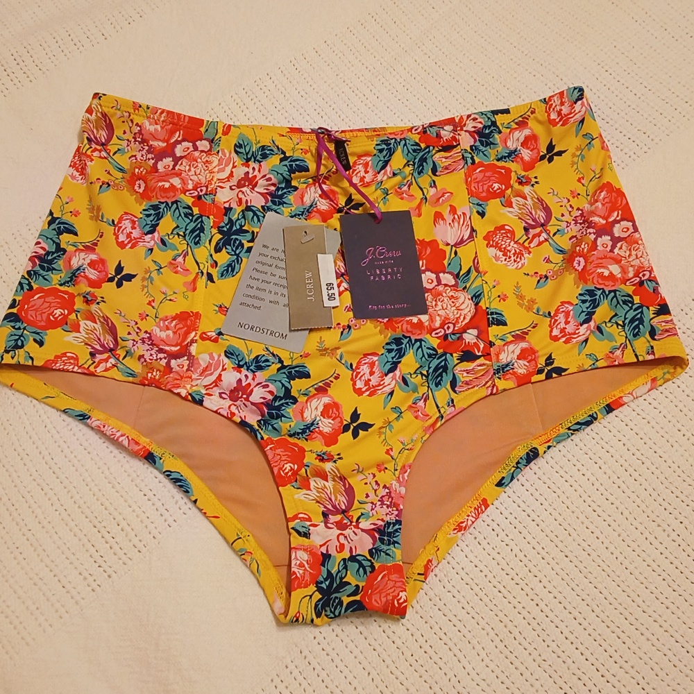 J. Crew Women's Floral High-Waisted Bikini Bottom Womens Size S